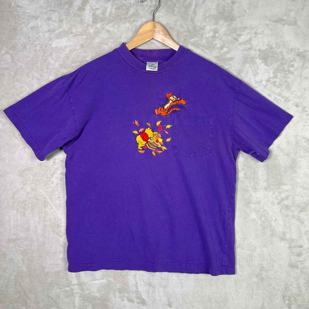 VTG 90s Winnie The Pooh Tigger Walt Disney Embroidered Pocket T Shirt M Cartoon